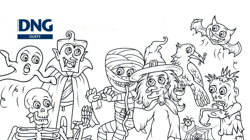 childrens cartoon drawings of halloween themed monsters